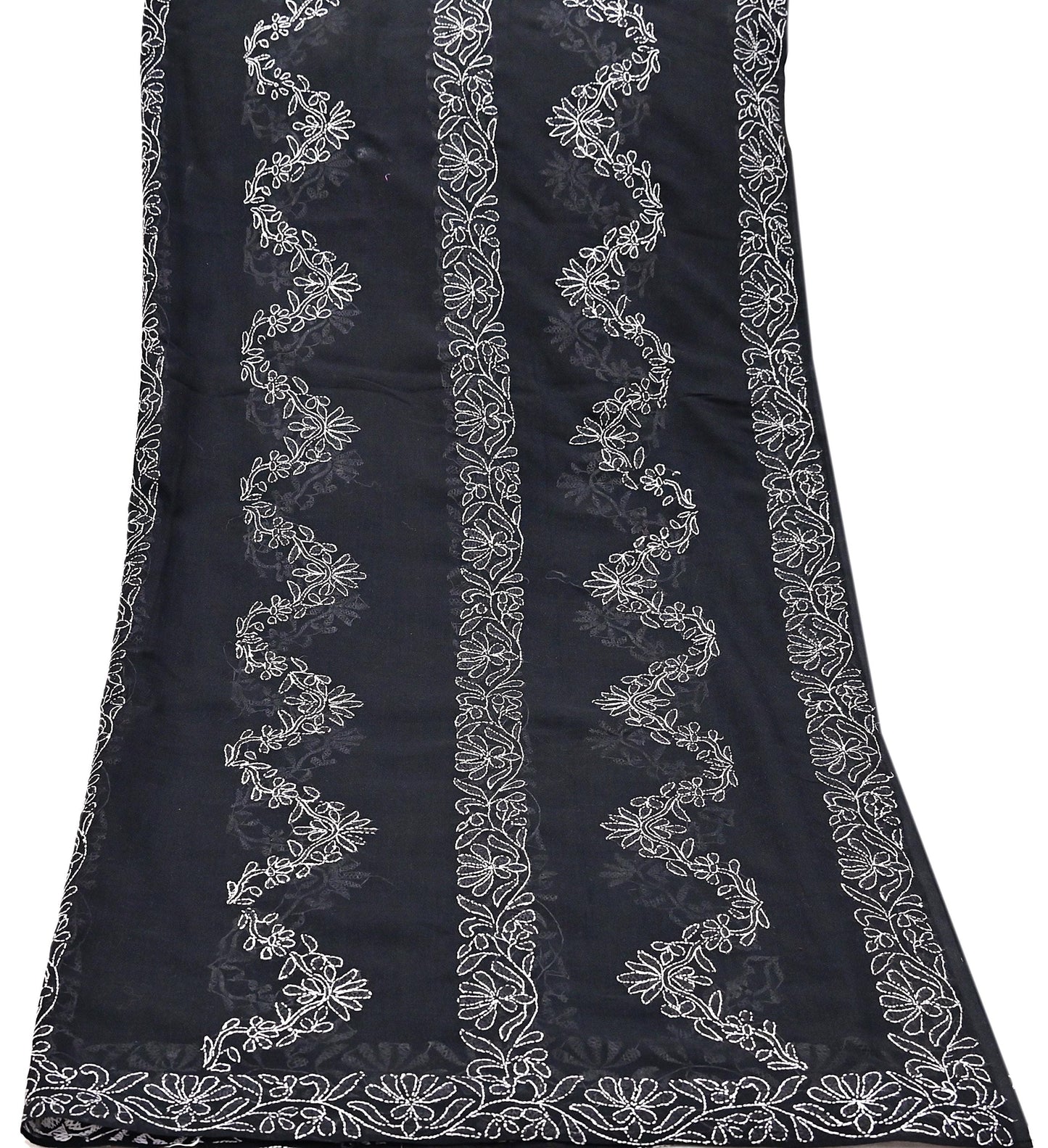 Indian Vintage Dupatta Black Long Stole Cotton Handmade Chikankari Scarves Veil Scarf Wrap Hippie Boho Soft