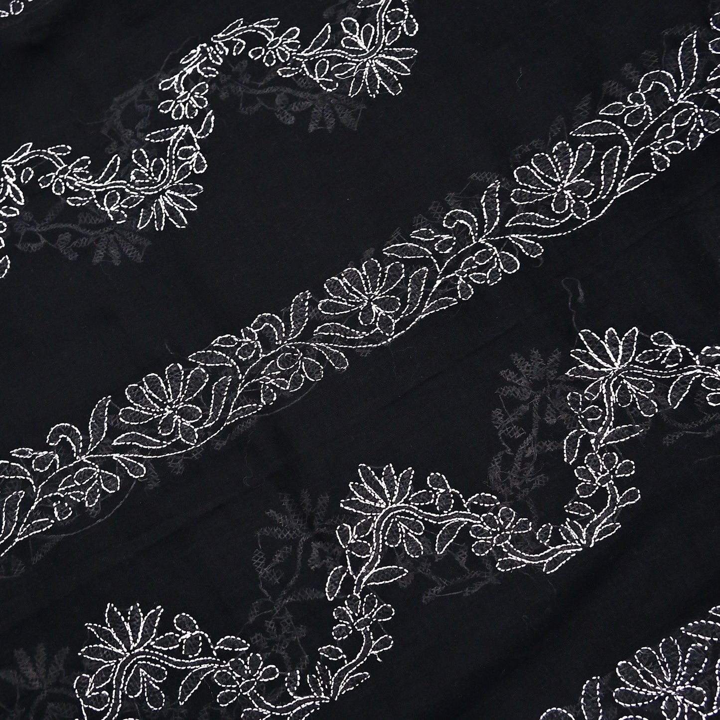 Indian Vintage Dupatta Black Long Stole Cotton Handmade Chikankari Scarves Veil Scarf Wrap Hippie Boho Soft