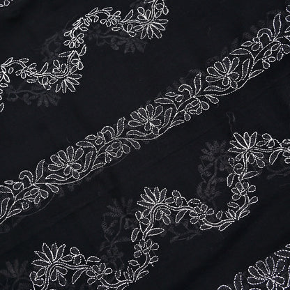 Indian Vintage Dupatta Black Long Stole Cotton Handmade Chikankari Scarves Veil Scarf Wrap Hippie Boho Soft