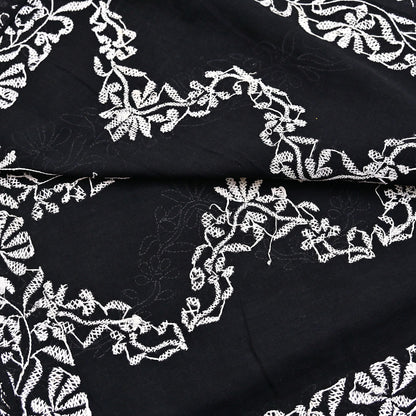 Indian Vintage Dupatta Black Long Stole Cotton Handmade Chikankari Scarves Veil Scarf Wrap Hippie Boho Soft
