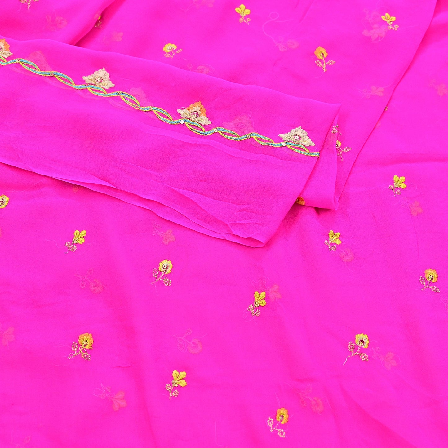 Indian Vintage Pink Dupatta Pure Georgette silk Long Stole Embroidered Scarves Stole Veil Wrap Sequins