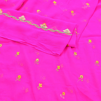 Indian Vintage Pink Dupatta Pure Georgette silk Long Stole Embroidered Scarves Stole Veil Wrap Sequins