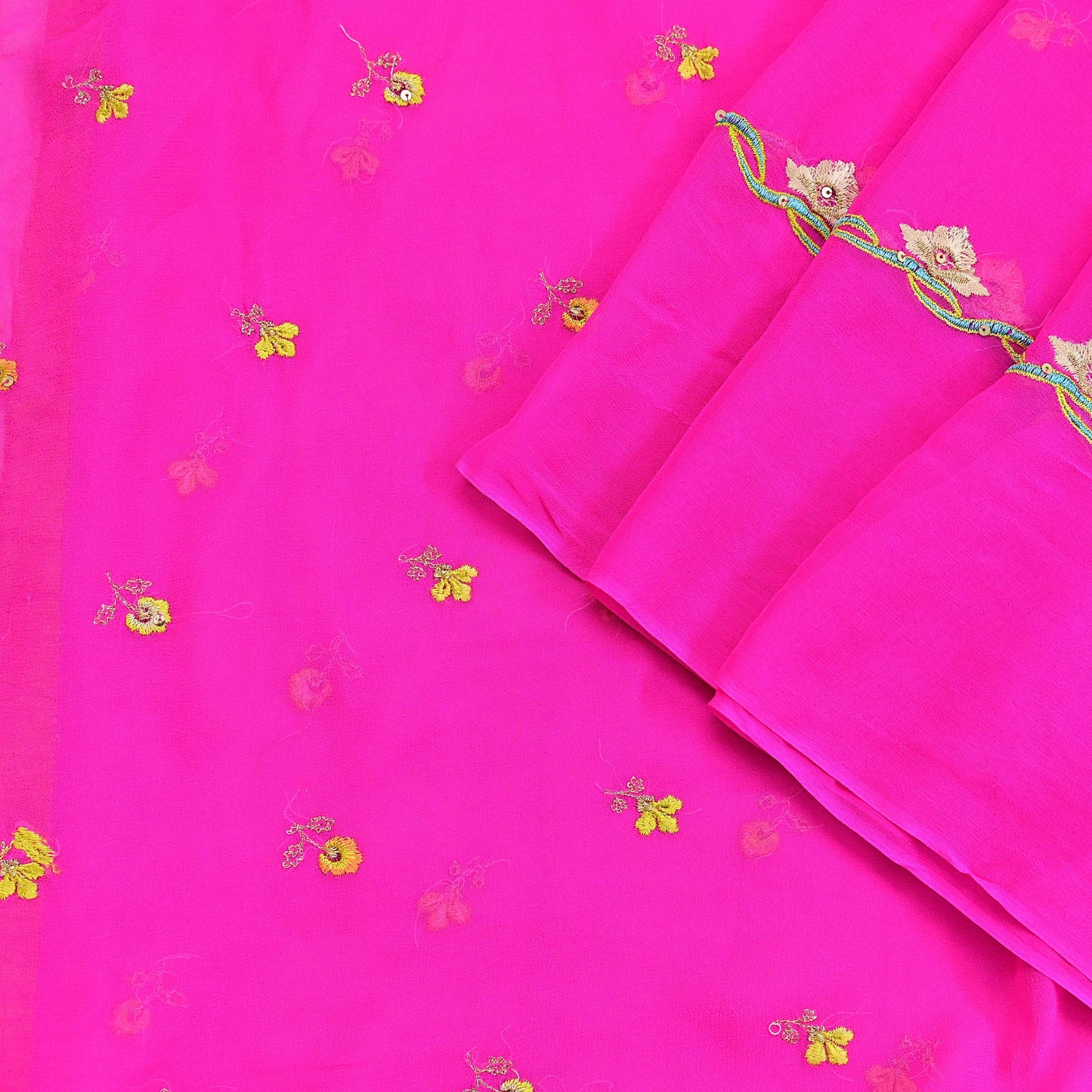 Indian Vintage Pink Dupatta Pure Georgette silk Long Stole Embroidered Scarves Stole Veil Wrap Sequins