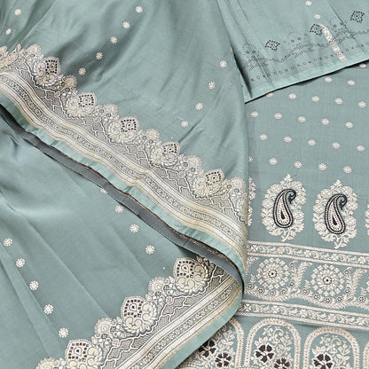 Indian Vintage Sari Gray Heavy Pure Satin Silk  Woven Banarasi Sarees Zari 5Yd Craft Fabric Dress making Crafting Ethnic Quilting Upcycle