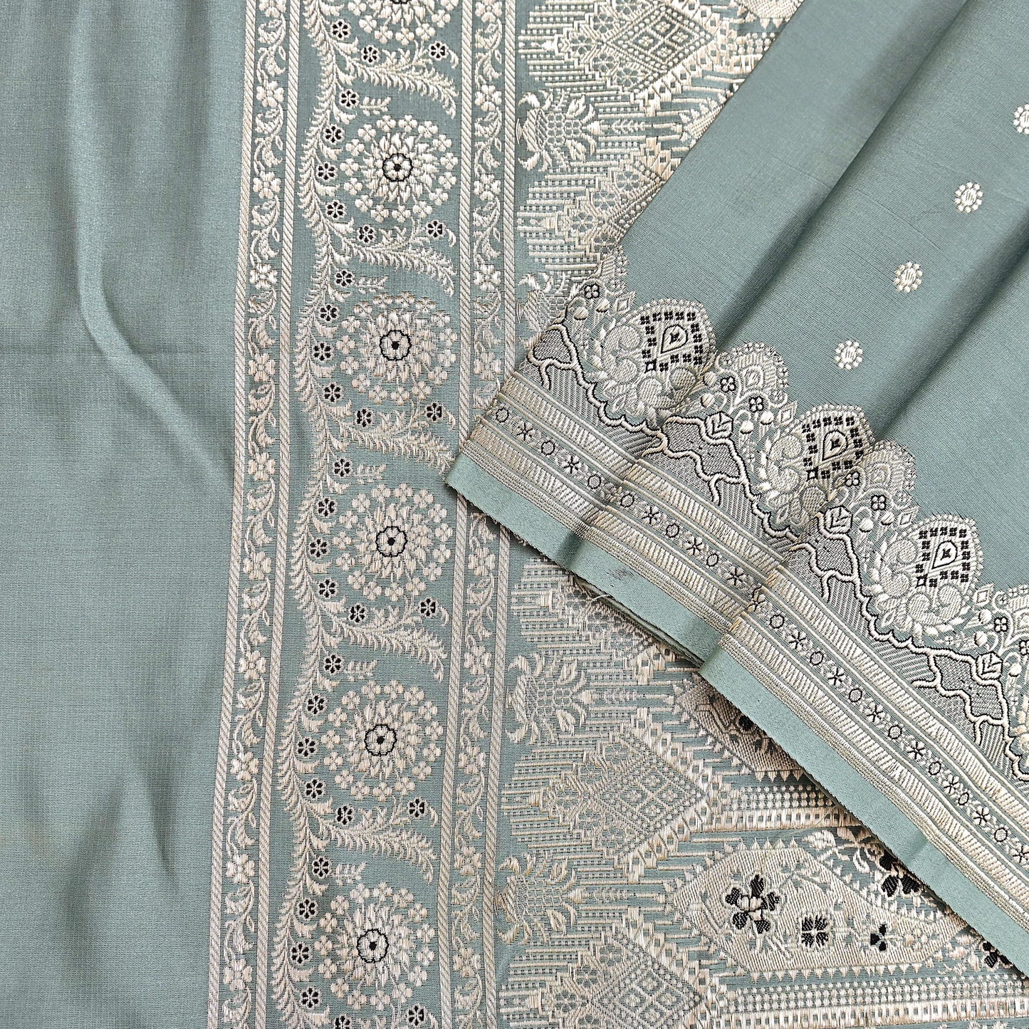 Indian Vintage Sari Gray Heavy Pure Satin Silk  Woven Banarasi Sarees Zari 5Yd Craft Fabric Dress making Crafting Ethnic Quilting Upcycle