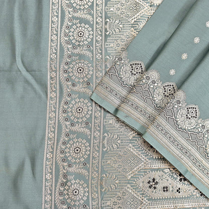 Indian Vintage Sari Gray Heavy Pure Satin Silk  Woven Banarasi Sarees Zari 5Yd Craft Fabric Dress making Crafting Ethnic Quilting Upcycle