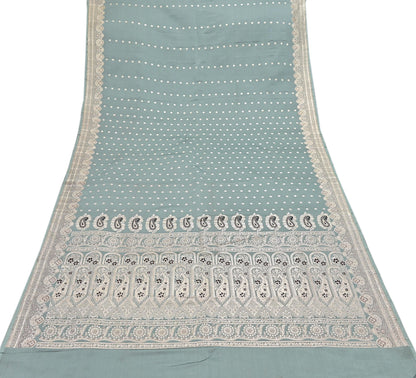 Indian Vintage Sari Gray Heavy Pure Satin Silk  Woven Banarasi Sarees Zari 5Yd Craft Fabric Dress making Crafting Ethnic Quilting Upcycle