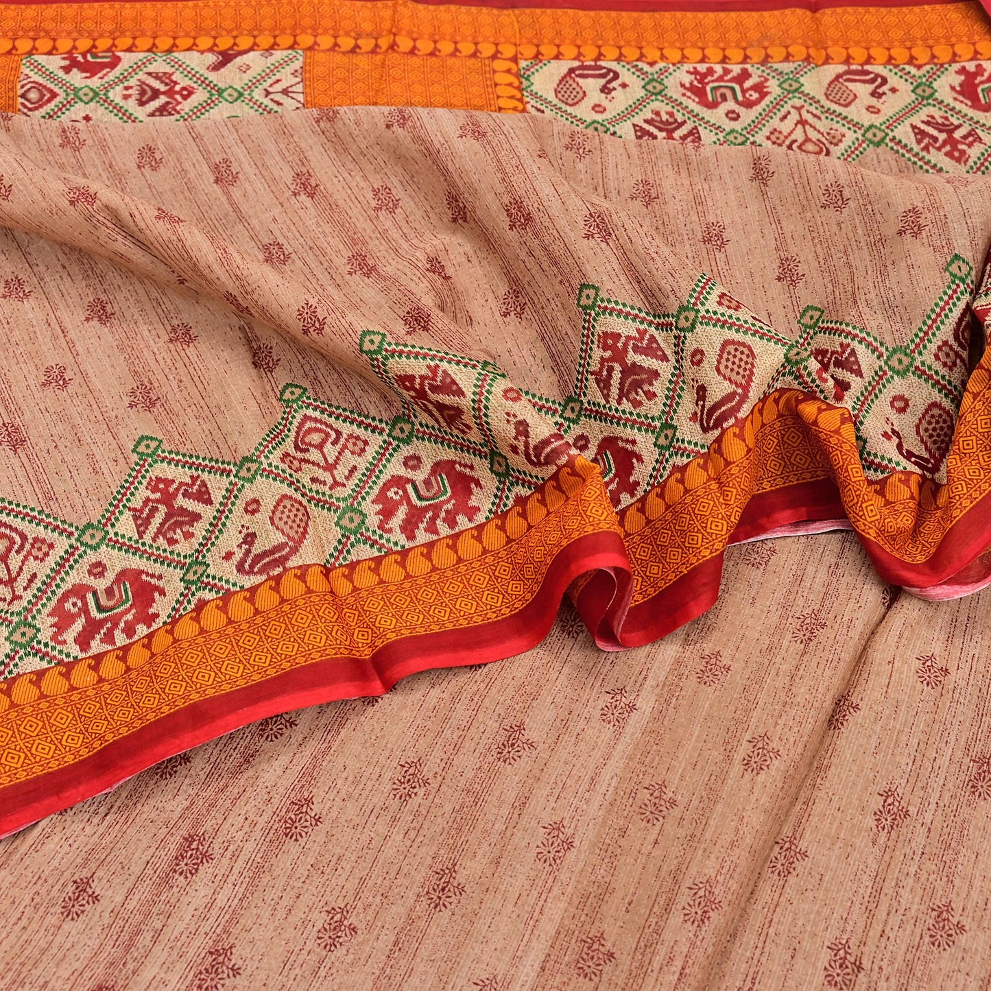 Indian Vintage Sari Brown Printed 100% Pure Cotton Saree Craft Fabric 5Yd Soft Sewing Sarong Wrap Boho Dress Making Quilting