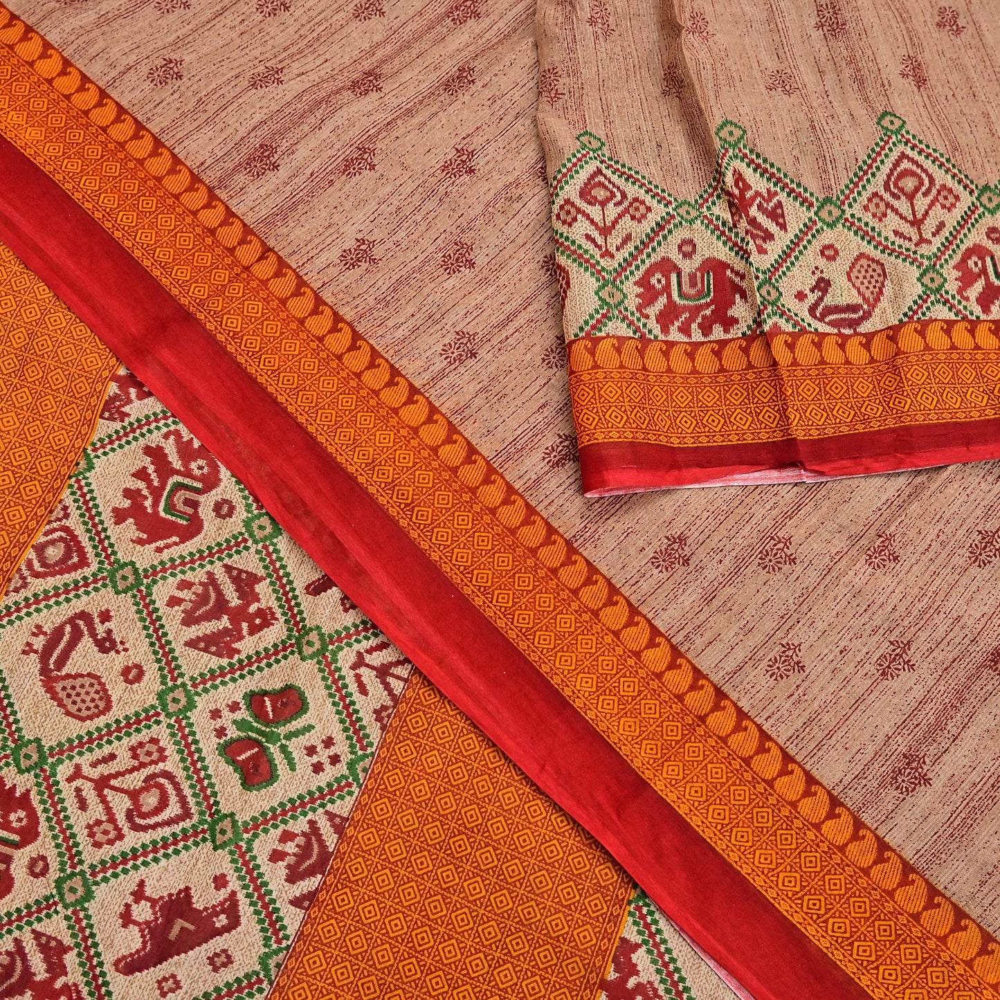 Indian Vintage Sari Brown Printed 100% Pure Cotton Saree Craft Fabric 5Yd Soft Sewing Sarong Wrap Boho Dress Making Quilting