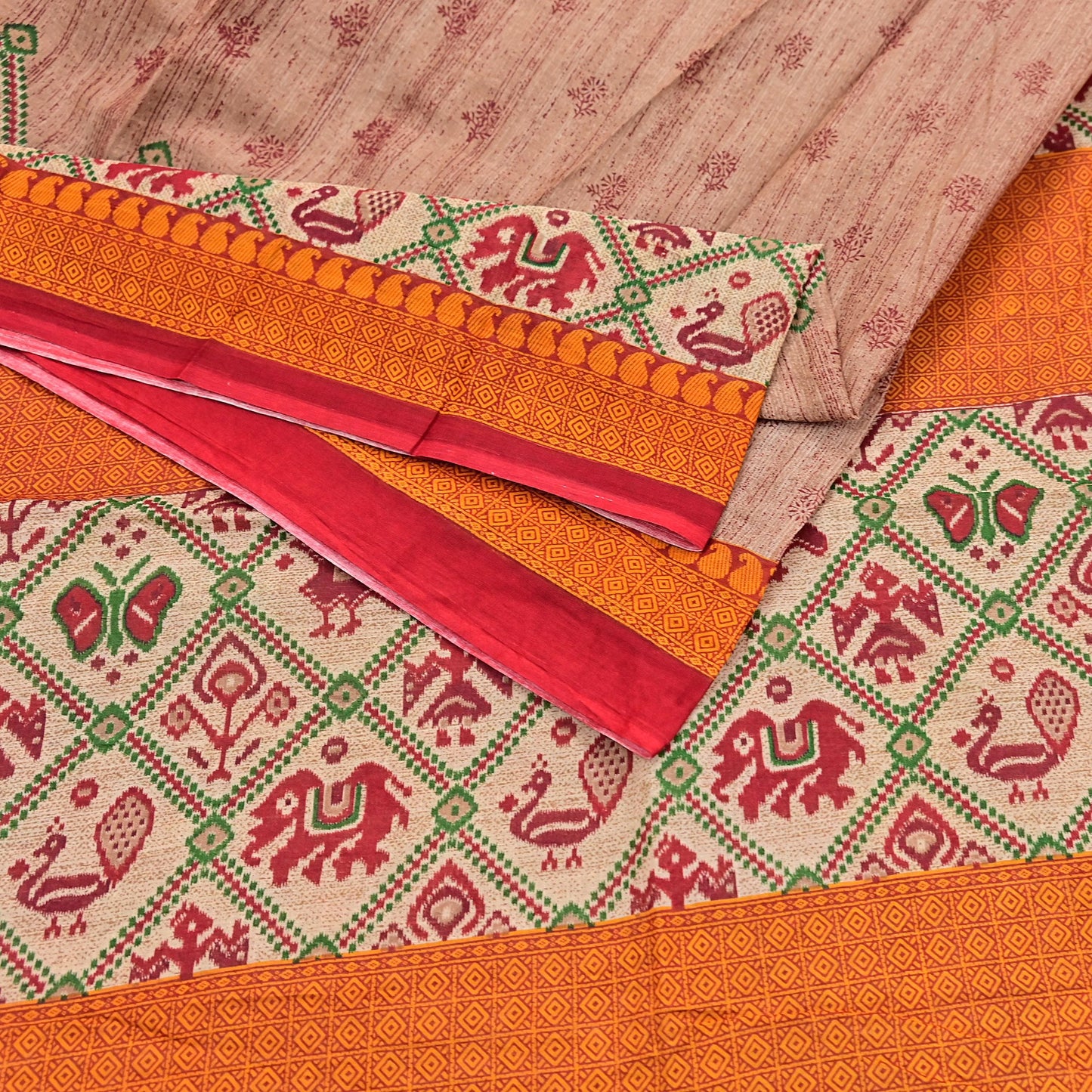 Indian Vintage Sari Brown Printed 100% Pure Cotton Saree Craft Fabric 5Yd Soft Sewing Sarong Wrap Boho Dress Making Quilting