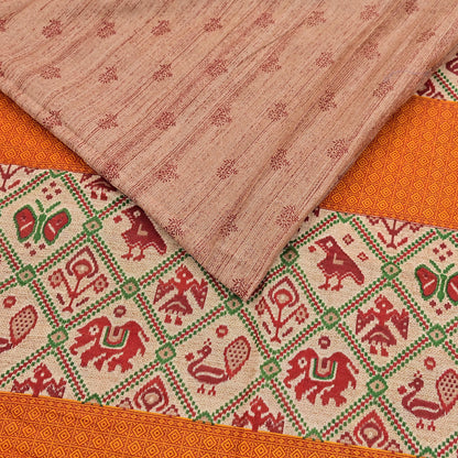 Indian Vintage Sari Brown Printed 100% Pure Cotton Saree Craft Fabric 5Yd Soft Sewing Sarong Wrap Boho Dress Making Quilting