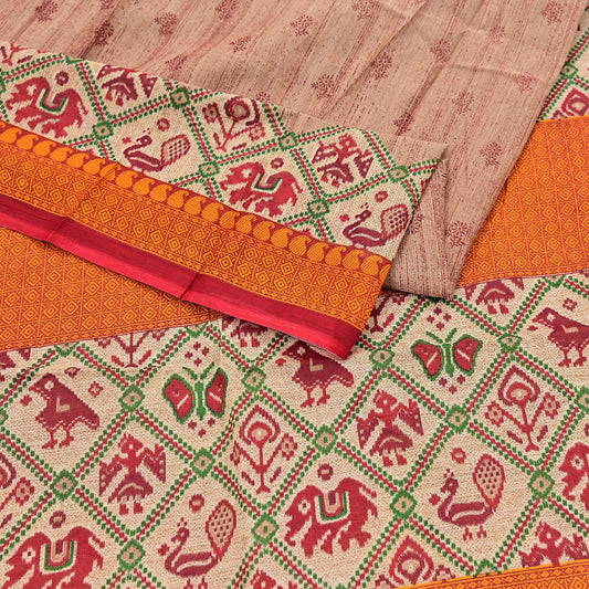 Indian Vintage Sari Brown Printed 100% Pure Cotton Saree Craft Fabric 5Yd Soft Sewing Sarong Wrap Boho Dress Making Quilting