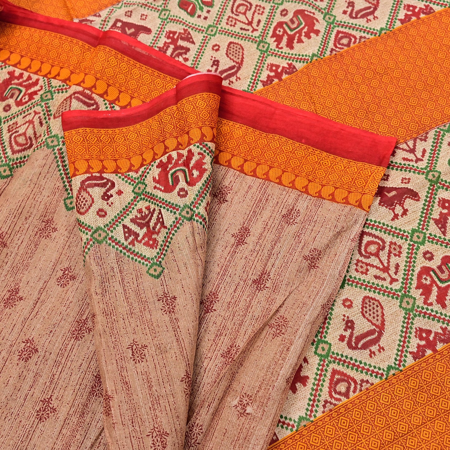 Indian Vintage Sari Brown Printed 100% Pure Cotton Saree Craft Fabric 5Yd Soft Sewing Sarong Wrap Boho Dress Making Quilting