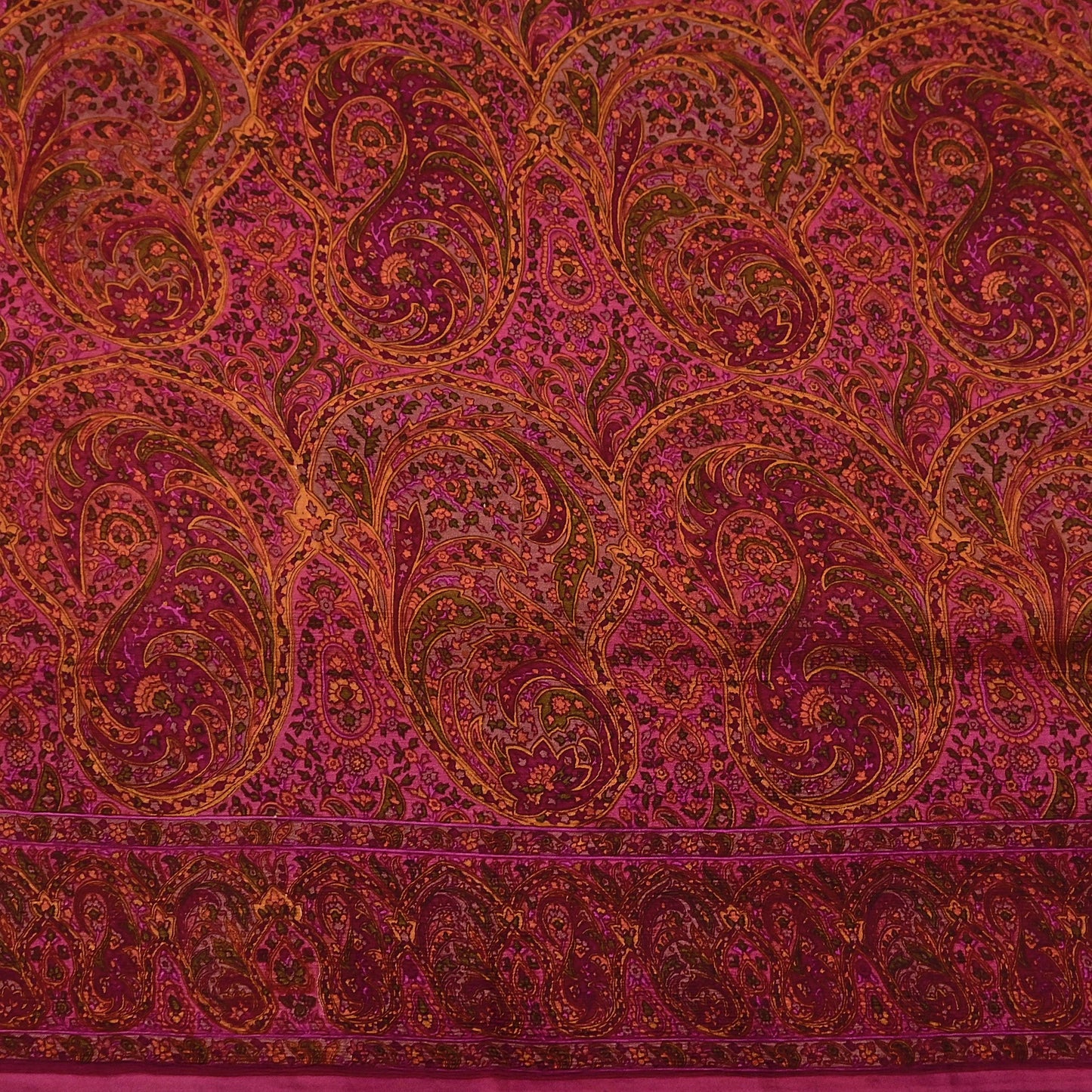 Indian Vintage Purple Pure Chiffon Silk Saree Printed Floral Design 5 Yards Sheer Soft Fabric for Sewing, Dressmaking,