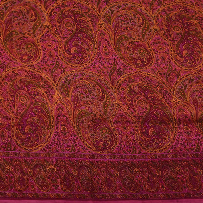 Indian Vintage Purple Pure Chiffon Silk Saree Printed Floral Design 5 Yards Sheer Soft Fabric for Sewing, Dressmaking,