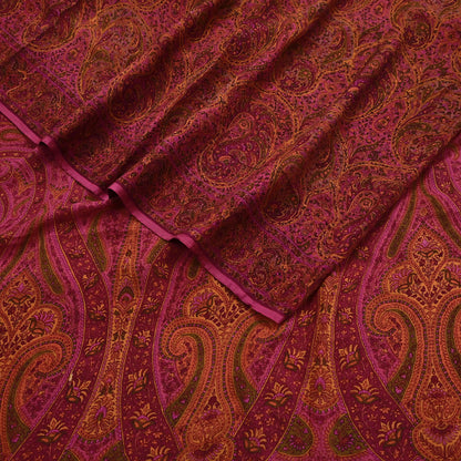 Indian Vintage Purple Pure Chiffon Silk Saree Printed Floral Design 5 Yards Sheer Soft Fabric for Sewing, Dressmaking,