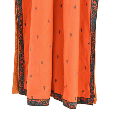 Indian Vintage Ritu Kumar Orange Pure Silk Long Kurta Hand Embroidered Designer Ethnic Festive Party Wear Tunic