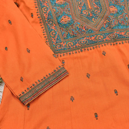 Indian Vintage Ritu Kumar Orange Pure Silk Long Kurta Hand Embroidered Designer Ethnic Festive Party Wear Tunic