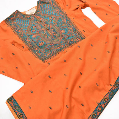 Indian Vintage Ritu Kumar Orange Pure Silk Long Kurta Hand Embroidered Designer Ethnic Festive Party Wear Tunic