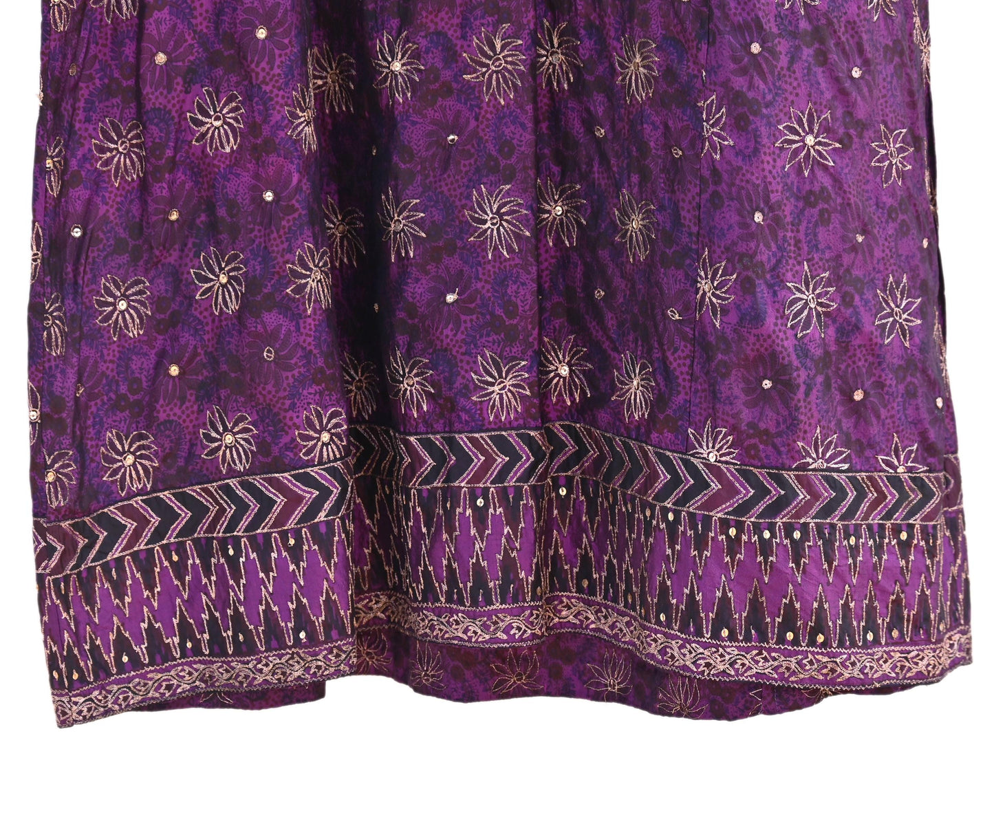 Indian Vintage Ritu Kumar Purple Pure Silk Long Kurta Hand Embroidered Designer Ethnic Festive Party Wear Tunic
