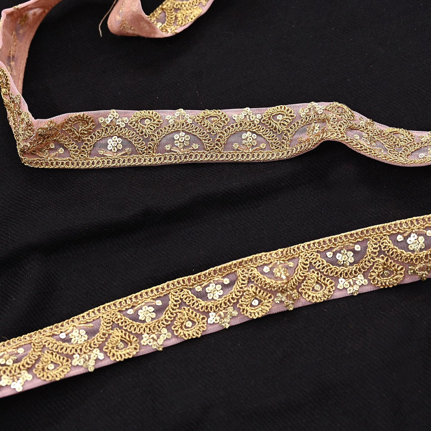 Indian New Net Pink Border 9Yd Embroidered Lace Trim Sewing Craft Ribbon Dress Decor