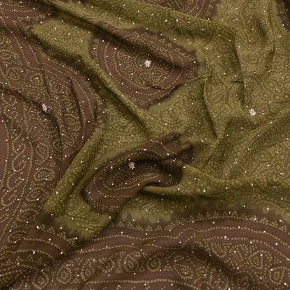 Indian Vintage Heavy Green Dupatta Pure Silk Long Stole Hand Embroidered Designer By Ritu Kumar Scarves Scarf Zari Zardozi