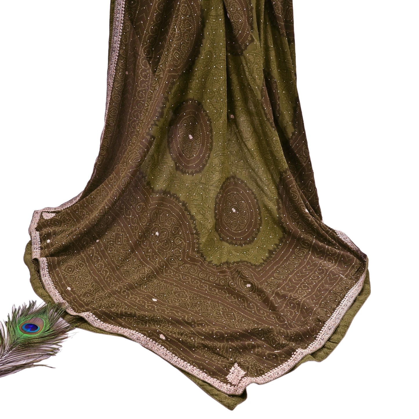 Indian Vintage Heavy Green Dupatta Pure Silk Long Stole Hand Embroidered Designer By Ritu Kumar Scarves Scarf Zari Zardozi