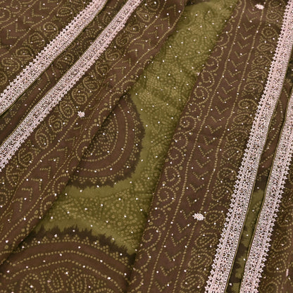 Indian Vintage Heavy Green Dupatta Pure Silk Long Stole Hand Embroidered Designer By Ritu Kumar Scarves Scarf Zari Zardozi