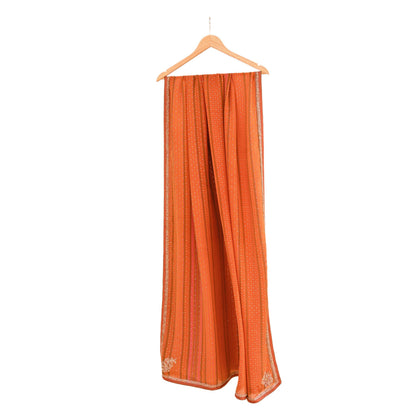 Indian Vintage Saffron & Orange Dupatta Pure Silk Long Stole Hand Embroidered Mukesh Designer By Ritu Kumar Scarves Scarf Zari Zardozi