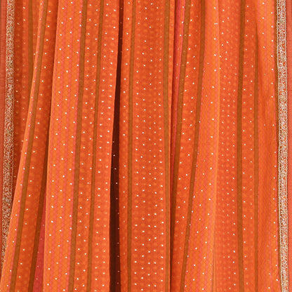 Indian Vintage Saffron & Orange Dupatta Pure Silk Long Stole Hand Embroidered Mukesh Designer By Ritu Kumar Scarves Scarf Zari Zardozi