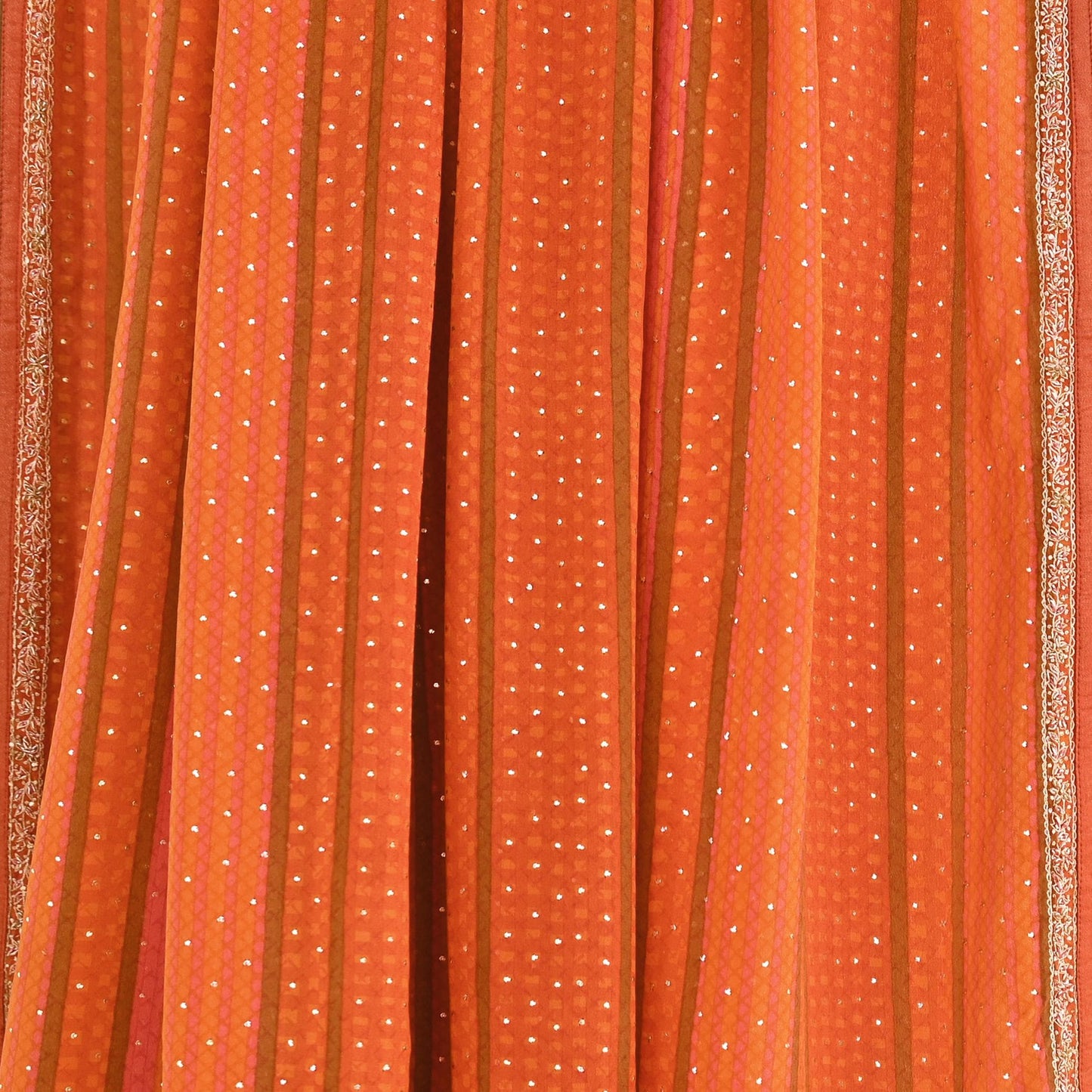 Indian Vintage Saffron & Orange Dupatta Pure Silk Long Stole Hand Embroidered Mukesh Designer By Ritu Kumar Scarves Scarf Zari Zardozi