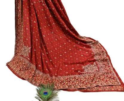 Indian Vintage Heavy Rusty Dupatta Pure Silk Long Stole Hand Embroidered Designer By Ritu Kumar Scarves Scarf Zari Zardozi