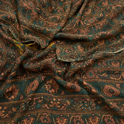 Indian Vintage Heavy Green Dupatta Pure Crepe Silk Long Stole Hand Embroidered Printed Designer By Ritu Kumar Scarves Scarf