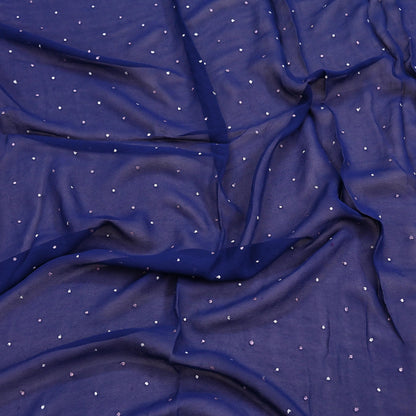 Indian Vintage Blue Dupatta Pure Georgette silk Long Stole Hand Embroidered Scarves Stole Veil Wrap Sequins