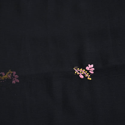 Indian Vintage Dupatta Black Georgette Long Stole Hand Embroidered Chikankari Stole Floral Scarf Scarves