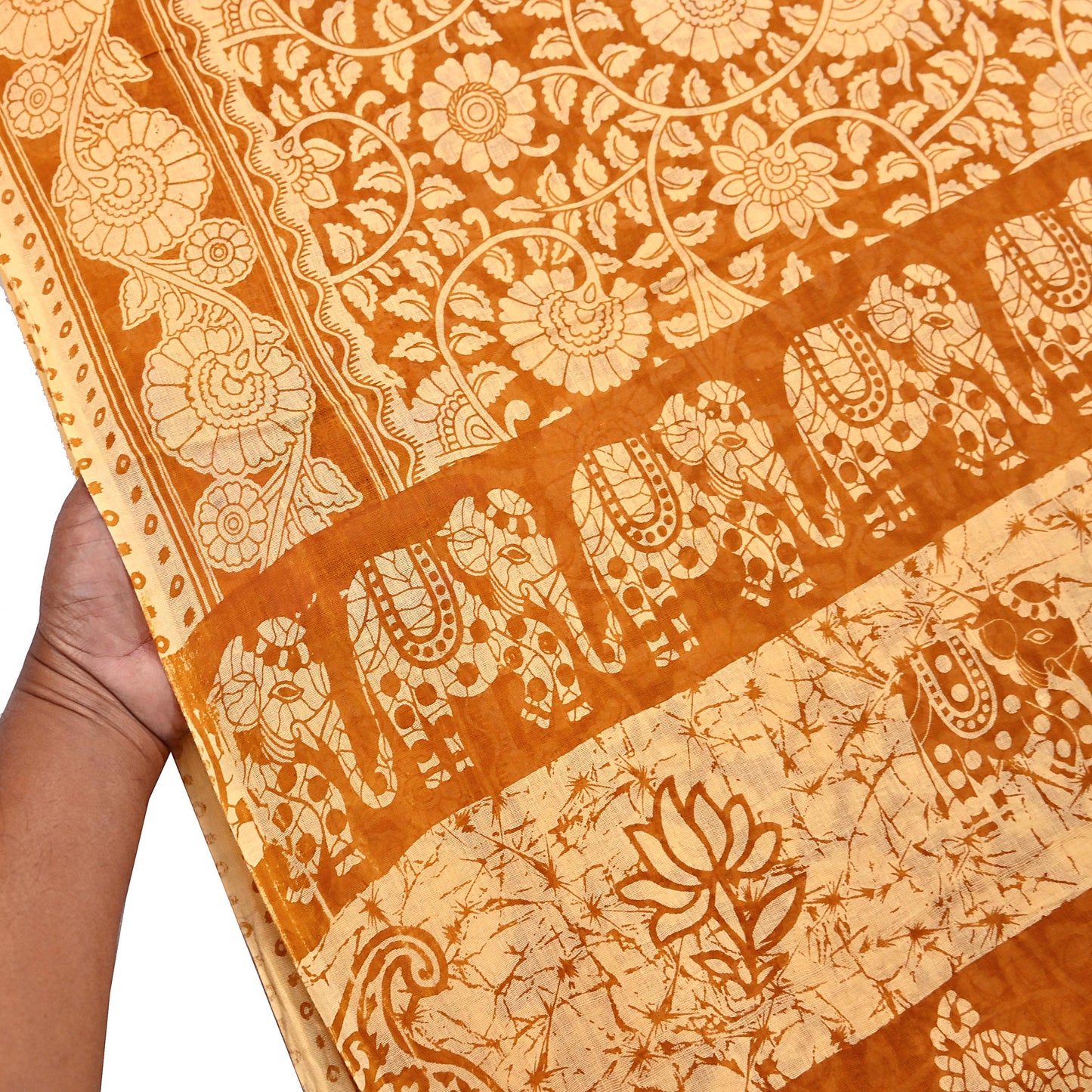 Indian Vintage Sari Batik Printed Pure Cotton Saree Craft Fabric 5Yd Sewing Soft Sarong Wrap Boho Dress Making Quilting