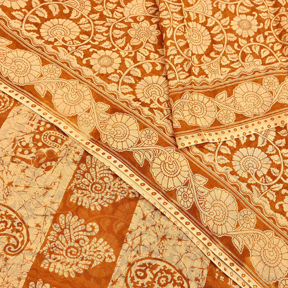 Indian Vintage Sari Batik Printed Pure Cotton Saree Craft Fabric 5Yd Sewing Soft Sarong Wrap Boho Dress Making Quilting