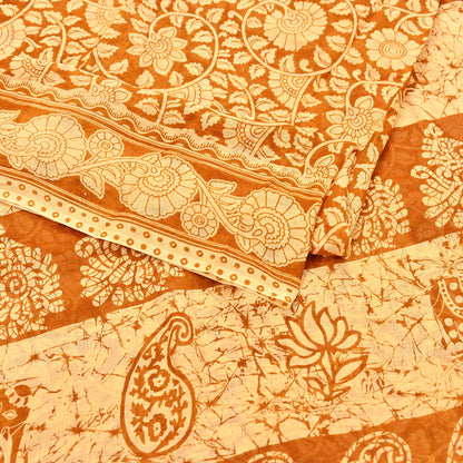Indian Vintage Sari Batik Printed Pure Cotton Saree Craft Fabric 5Yd Sewing Soft Sarong Wrap Boho Dress Making Quilting