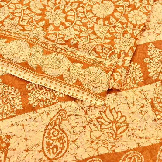 Indian Vintage Sari Batik Printed Pure Cotton Saree Craft Fabric 5Yd Sewing Soft Sarong Wrap Boho Dress Making Quilting