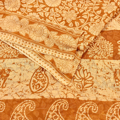 Indian Vintage Sari Batik Printed Pure Cotton Saree Craft Fabric 5Yd Sewing Soft Sarong Wrap Boho Dress Making Quilting