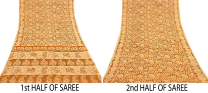 Indian Vintage Sari Batik Printed Pure Cotton Saree Craft Fabric 5Yd Sewing Soft Sarong Wrap Boho Dress Making Quilting