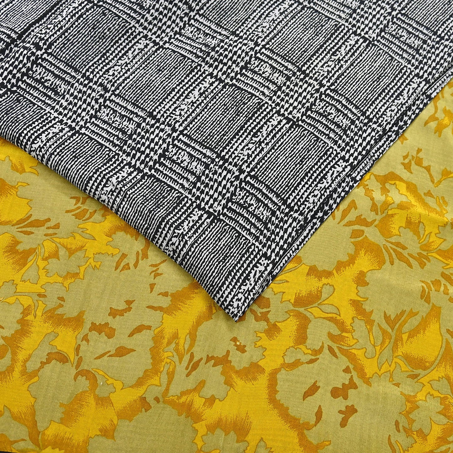 Indian Vintage Gray & Black Saree Pure Crepe Silk Printed Sari Craft Fabric 5yd Sewing Soft Wrap Dress making Crafting Quilting