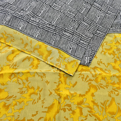 Indian Vintage Gray & Black Saree Pure Crepe Silk Printed Sari Craft Fabric 5yd Sewing Soft Wrap Dress making Crafting Quilting