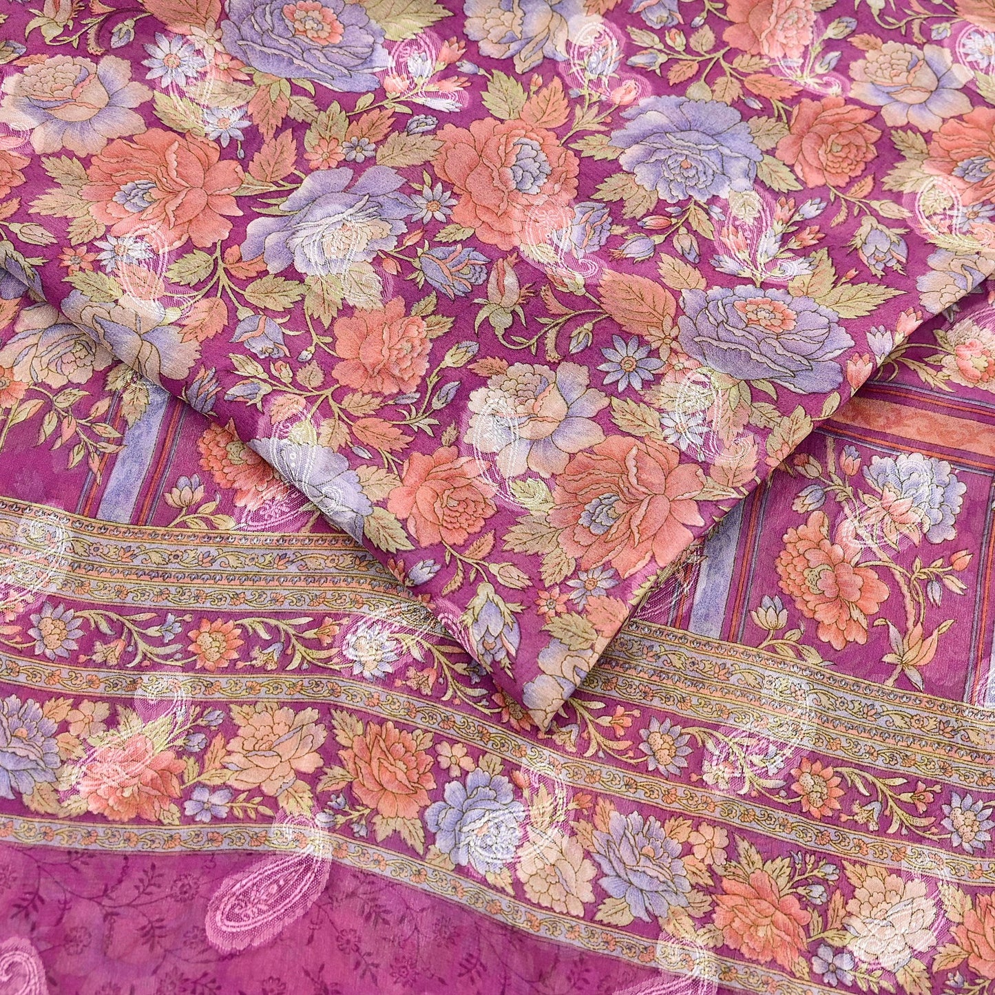 Indian Vintage Sari Pink 100% Pure Silk Printed Saree Craft Fabric 6yd Sewing Dress Making Soft Wrap Quilting Crafting Upcycle