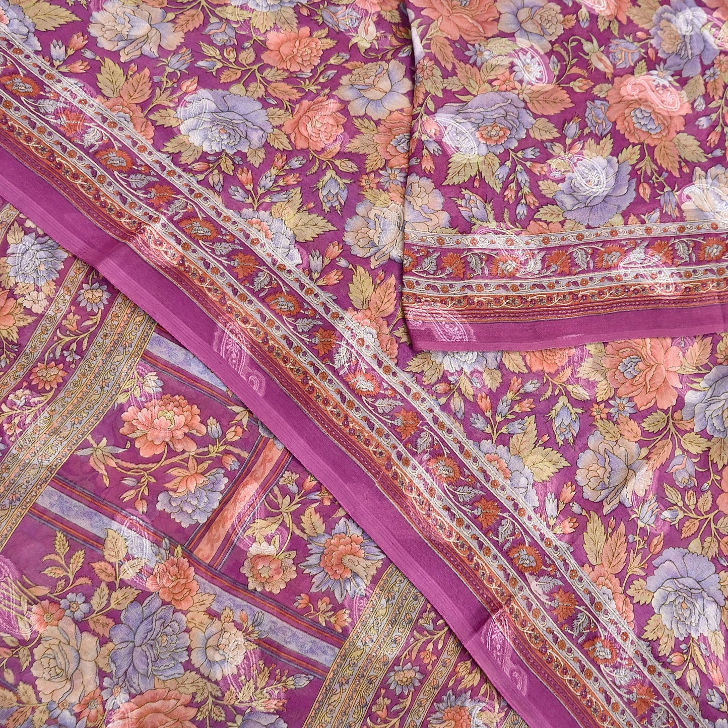 Indian Vintage Sari Pink 100% Pure Silk Printed Saree Craft Fabric 6yd Sewing Dress Making Soft Wrap Quilting Crafting Upcycle