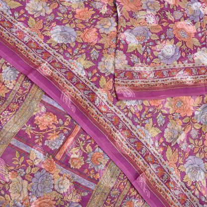 Indian Vintage Sari Pink 100% Pure Silk Printed Saree Craft Fabric 6yd Sewing Dress Making Soft Wrap Quilting Crafting Upcycle
