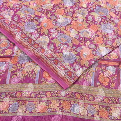 Indian Vintage Sari Pink 100% Pure Silk Printed Saree Craft Fabric 6yd Sewing Dress Making Soft Wrap Quilting Crafting Upcycle