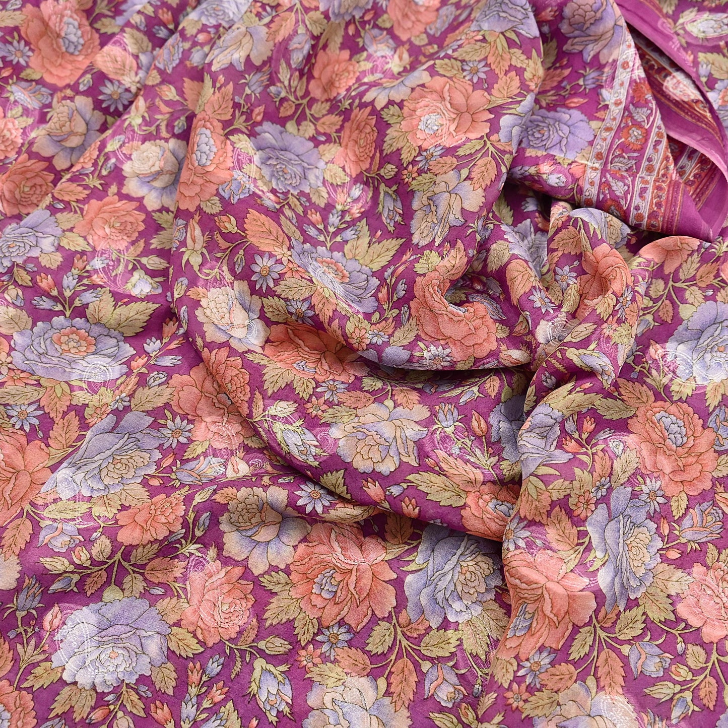 Indian Vintage Sari Pink 100% Pure Silk Printed Saree Craft Fabric 6yd Sewing Dress Making Soft Wrap Quilting Crafting Upcycle