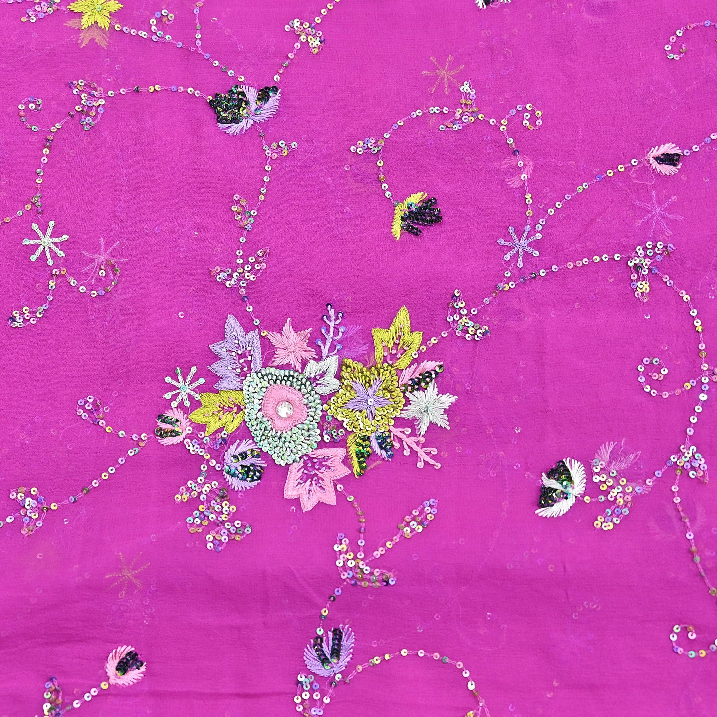 Indian Vintage Purple Dupatta Pure Georgette silk Long Stole Hand Embroidered Scarves Stole Veil Wrap Sequins Hijab