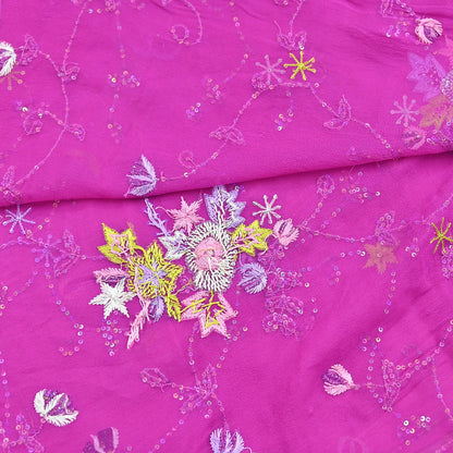 Indian Vintage Purple Dupatta Pure Georgette silk Long Stole Hand Embroidered Scarves Stole Veil Wrap Sequins Hijab